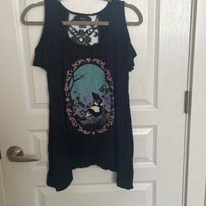 Alice in Wonderland cold shoulder T shirt